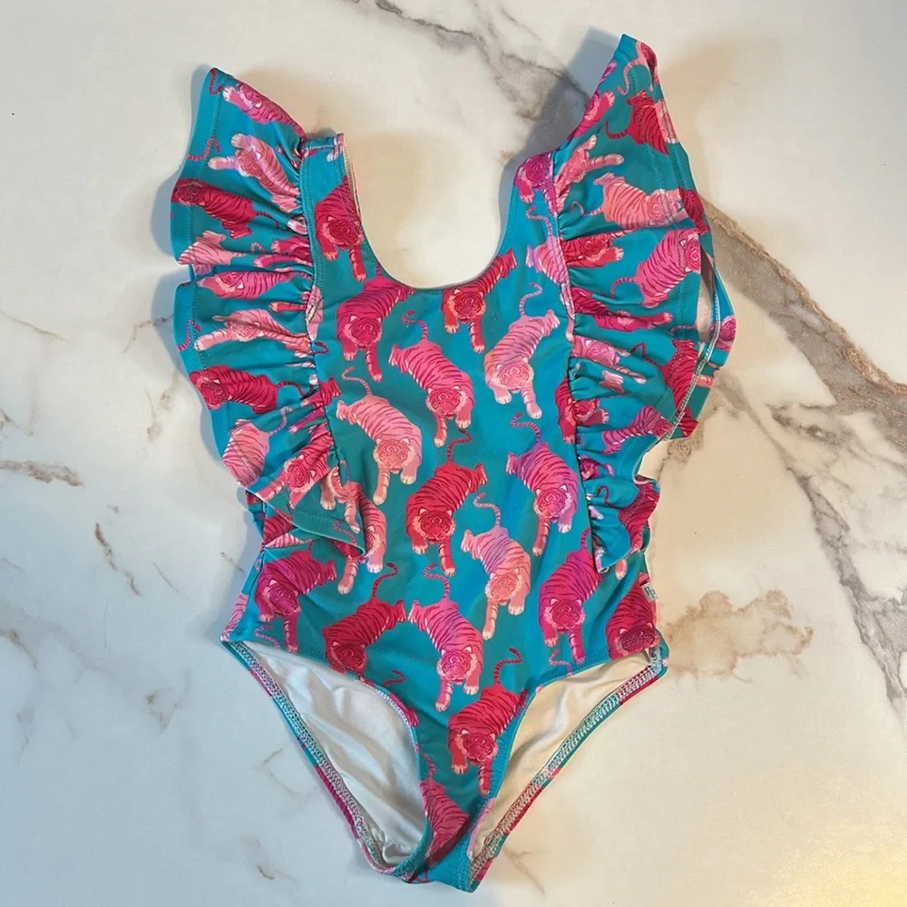 LE TIGRE FLUTTER SLEEVE ONE PIECE SWIMSUIT - 3T